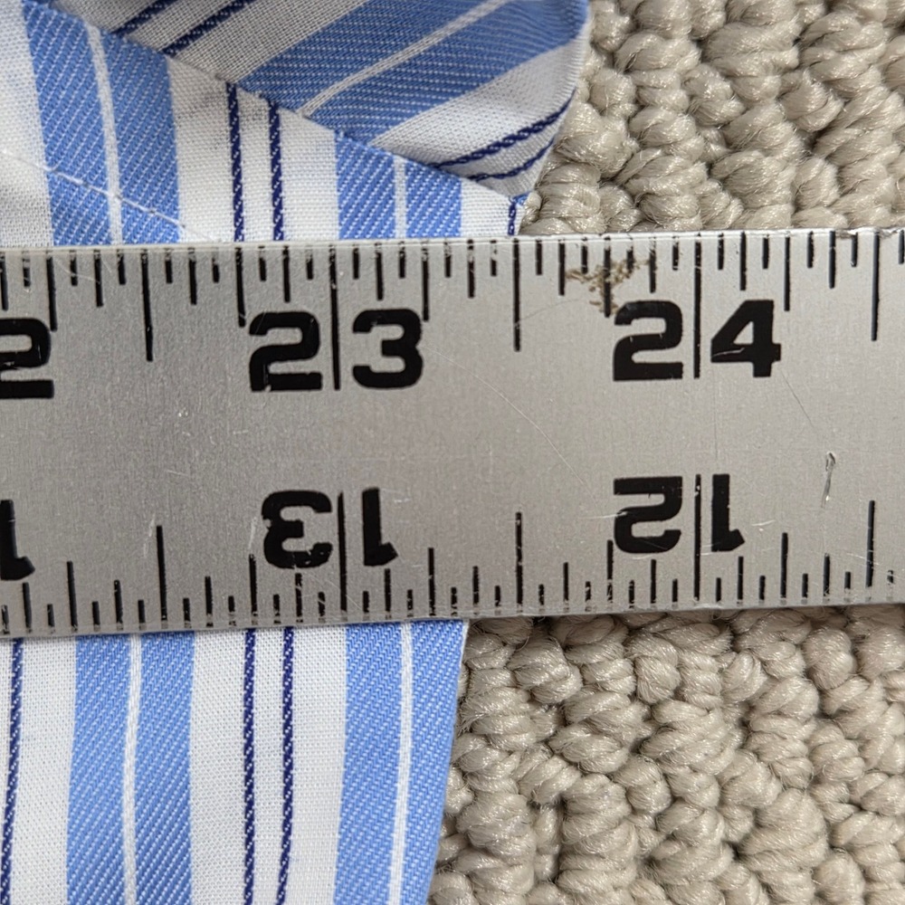 Lauren Ralph Lauren Mens Classic Fit Stretch Non Iron Blue Stripe Dress Shirt 16 - Picture 6 of 7